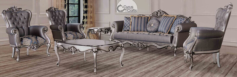 grey brocaded velvet sofa set - whole