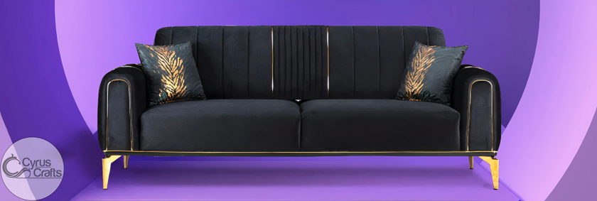 modern black stainless steel sofa