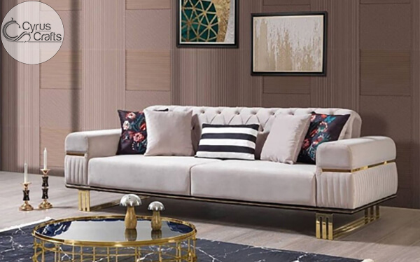 modern golden leg ivory sofa - interior design