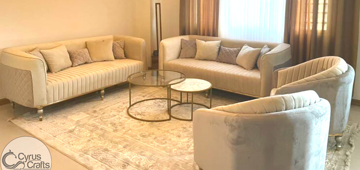 modern ivory and light grey sofa set