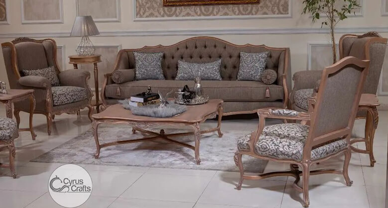 camelback wood carving sofa set