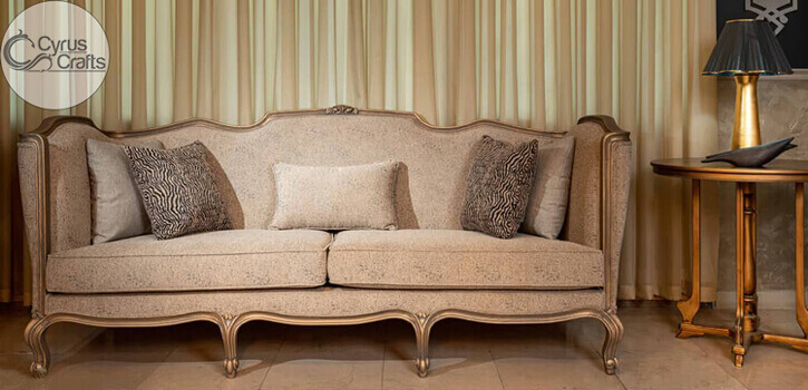 cream woodcarving cabriole sofa