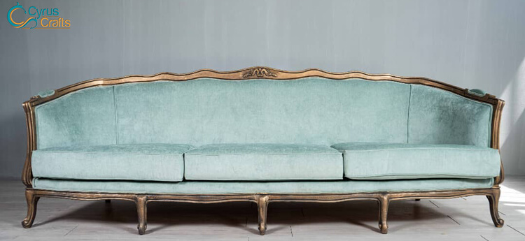 sky blue four-seater sofa