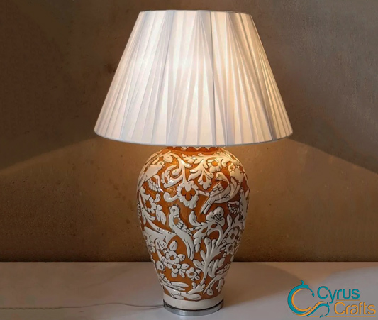 Persian orange ceramic bedside lamp