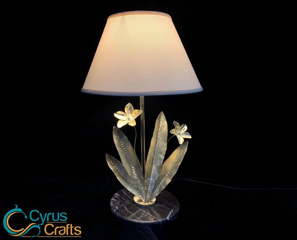brass flower table lamp made by hand