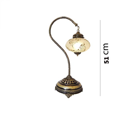 Antique S-shape Brass Table Lamp - dimensions