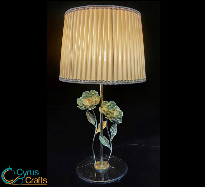 handmade brass table lamp - dark background