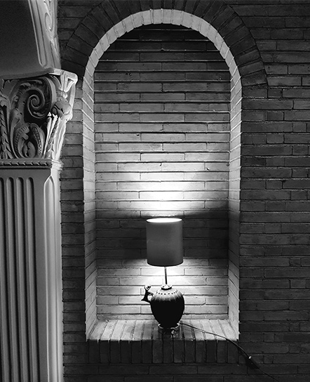 unique clay bedside lamp - black & white