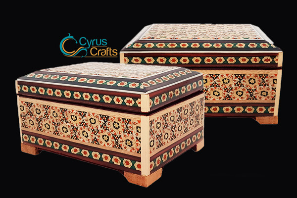 small jewelry box of handmade Persian inlaid