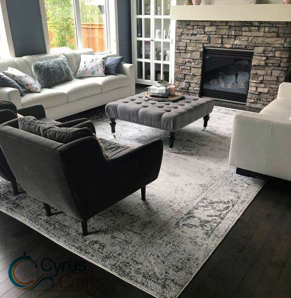 patterned grey rug