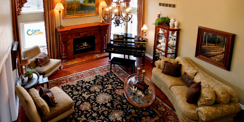 Persian hand knotted carpet in home decoration