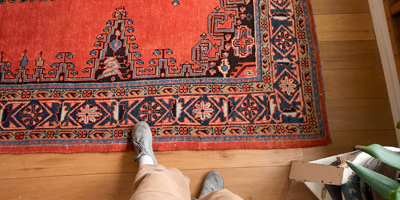 red woven persian rug