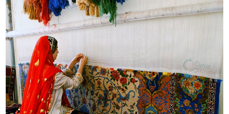 Persian hand woven rug weaver
