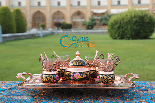 tea set hand painted copper made by Persian art