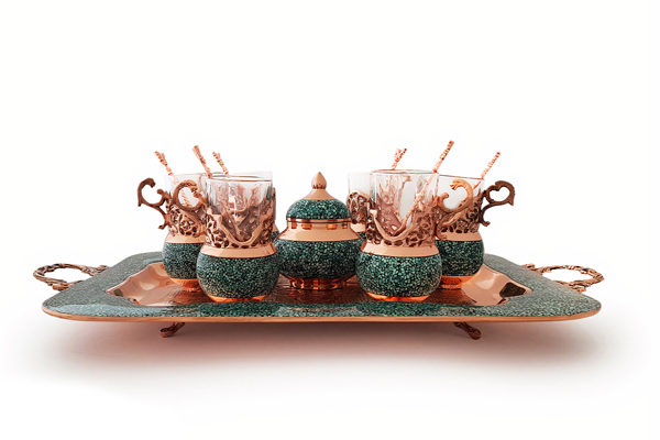 handmade turquoise inlaying tea set