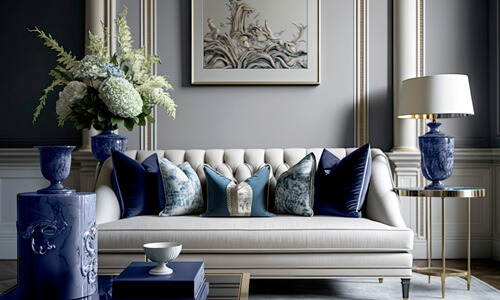 Navy and Grey Living Room Aesthetic Ideas
